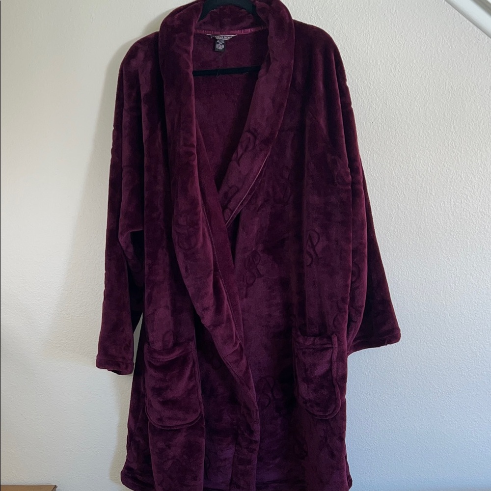 Victoria's Secret Deep Burgundy Plush Robe, no belt.